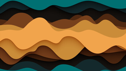 Abstract Earthy Paper Cut Layers Background with Blue Accents