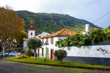 View of Machico Parish Church and old house in Machico, Madeira