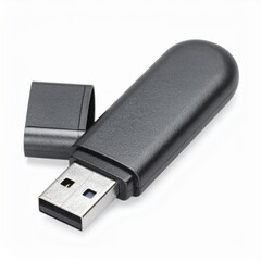 Black Usb Drive on White Background