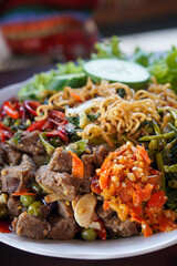Assorted Stir-Fried Vegetables, Indonesia, captured on May 29, 2025. A mix of traditional Indonesian vegetable dishes cooked with garlic, chili, and local spices