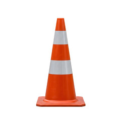 Orange traffic cone isolated on transparent background