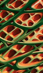 Intricate network of organic shapes in vibrant colors