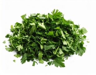 Obraz premium Pile of Fresh Chopped Parsley on White Background