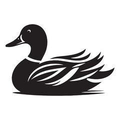 Floating Mallard silhouette with smooth lines – Mallard illustration – Minimalist Mallard vector – Bird silhouette – Bird vector


