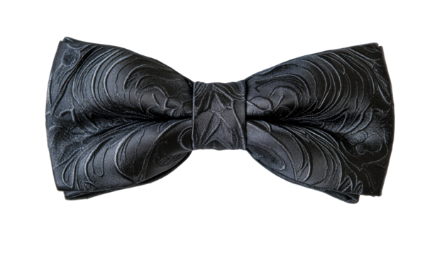 Dark gray patterned bow tie isolated on transparent background