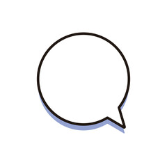 シンプルな丸い影付きの吹き出し（ブルー）