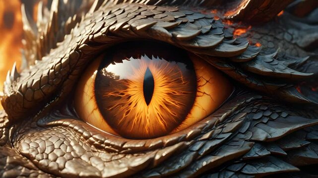 Close-up of a dragon's blinking eye.