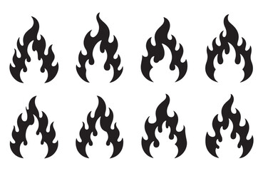 A collection of stylized black flames for use in creative projects.