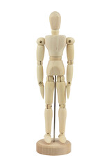 wooden man, wooden mannequin isolated from background
