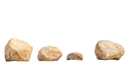 Fototapeta premium Large weathered boulders scattered across barren landscape create striking natural scene. rugged textures and earthy tones