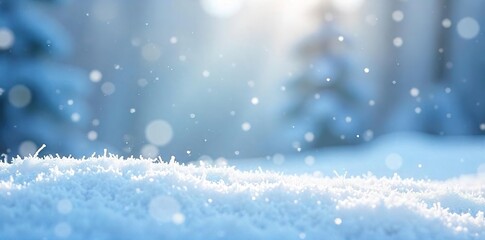 Large snowflakes gently falling on a pristine, untouched blanket of snow Perfect winter scene, ideal for seasonal greetings or holiday themes Crisp, clear image with soft lighting , pure, scene
