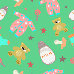 Seamless pattern with christmas toys , baby elements