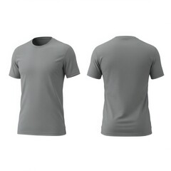 Gray t shirt front and back view on a white background studio shot isolated