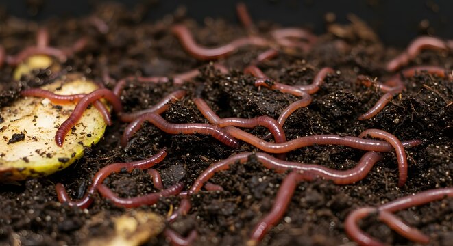Red Wiggler Worms in Compost