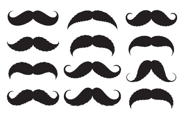 Collection of facial hair icons, perfect for use in male grooming visuals.