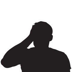 Silhouette of a person with their hand on their head, conveying stress, worry or frustration.