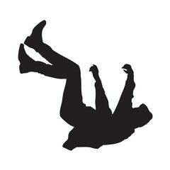 Silhouette of Person Falling Backward Isolated on White Background
