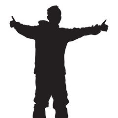 Silhouette of Person With Outstretched Arms Giving Thumbs Up
