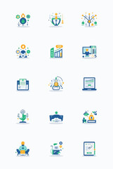 A flat set of cloud computing icons for web and mobile marketing design