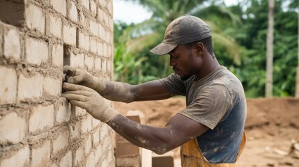 Christian missionary work in village, building homes, helping community