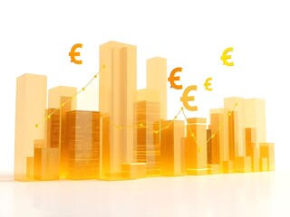 A Golden City Skyline with Floating Global Currency Symbols in the Sky, Representing International Finance, Wealth, and Economic Growth