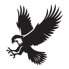 Osprey silhouette with detailed wing feathers – Osprey illustration – Minimalist Osprey vector – Bird silhouette

