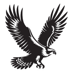 Majestic Osprey silhouette over water – Osprey illustration – Minimalist Osprey vector – Bird silhouette

