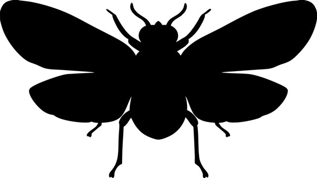 Silhouette of a fungus gnat, symmetrical front view, isolated, minimalist design









