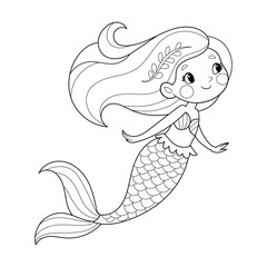 cute mermaid coloring page for kids