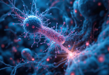 Obraz premium Vibrant depiction of syphilis bacterium showcasing its intricate structure and movement
