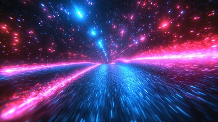 Fototapeta premium Futuristic space tunnel with vibrant neon colors