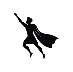 Superhero silhouette flying cape strong powerful