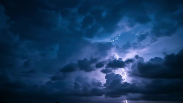 激しい嵐の空模様、雷雨と落雷を伴う暗い積乱雲
