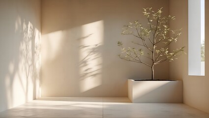 Simple Indoor Space with Tree in Planter
