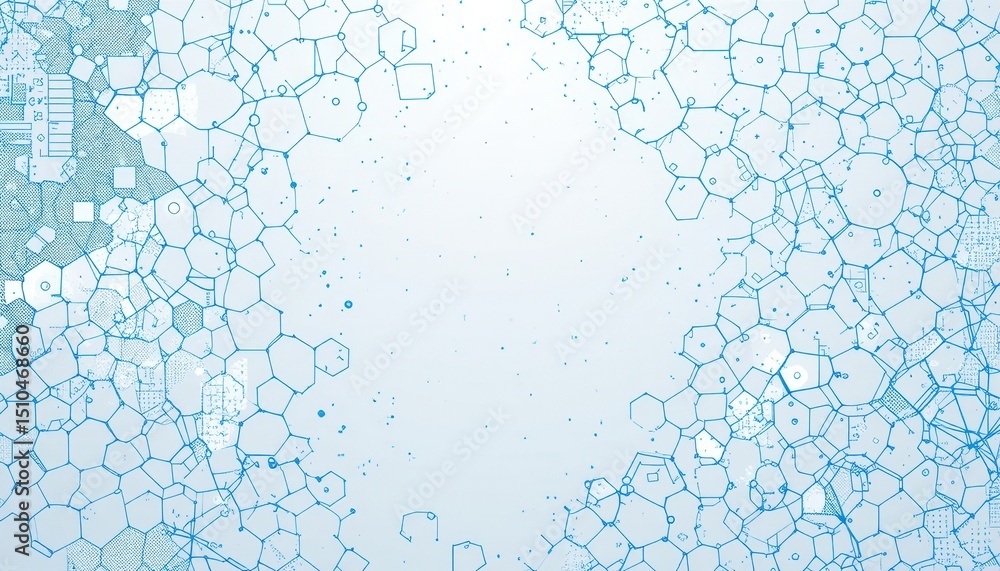 Poster clean tech background abstract blue hexagon pattern for it & software presentations