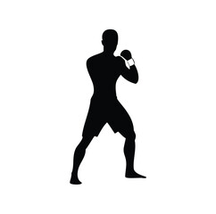 Strong boxer silhouette martial arts fighter