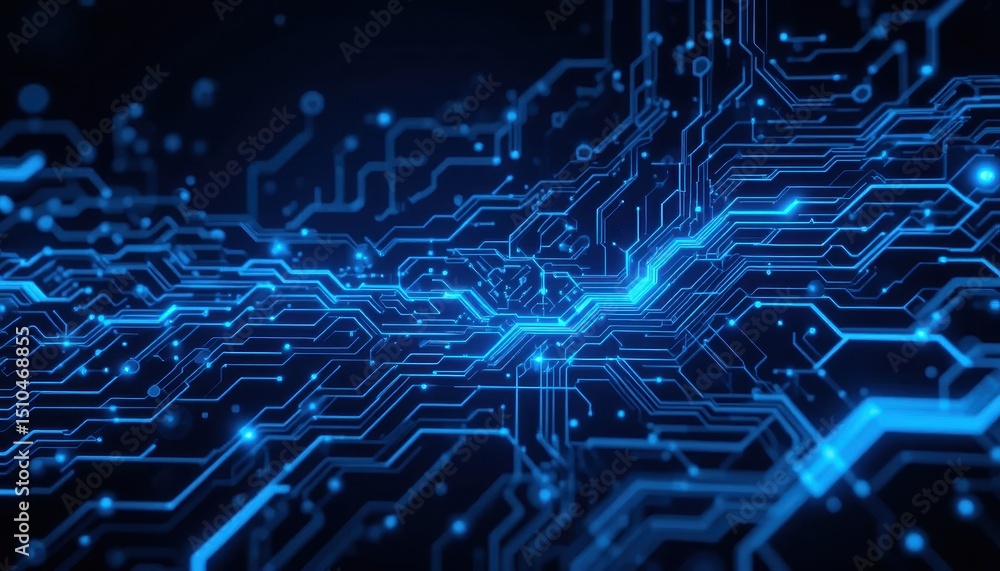 Poster futuristic abstract background glowing blue circuit patterns for tech presentations