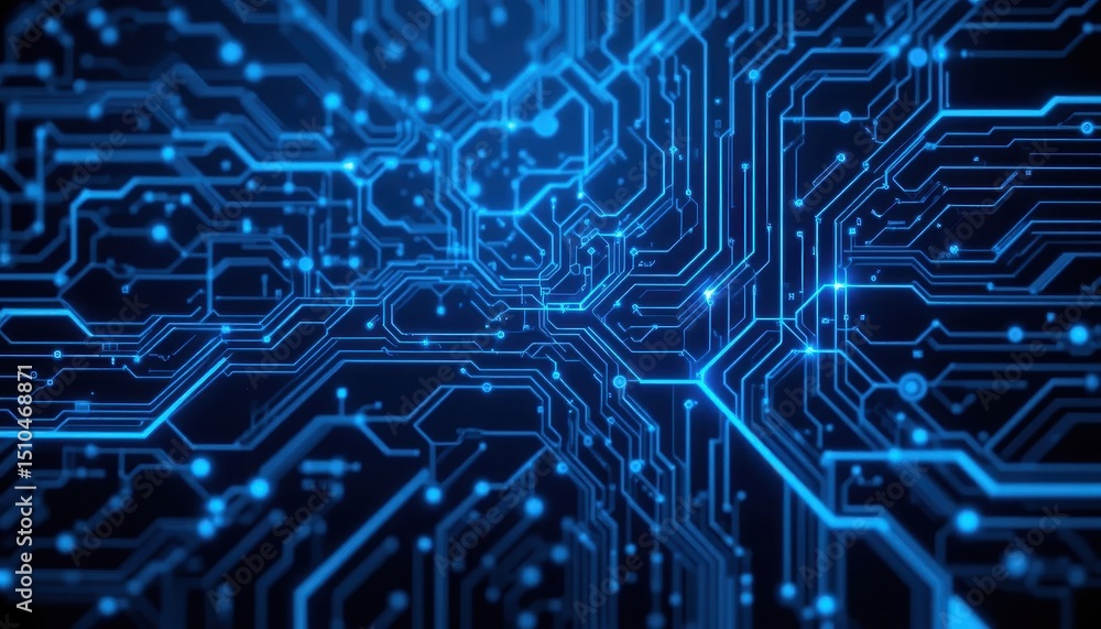 Poster futuristic abstract background glowing blue circuit pattern for tech presentations