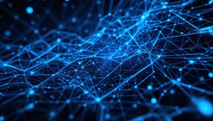 Futuristic Tech Background Glowing Blue Holographic Patterns & Digital Grids for AI Presentations
