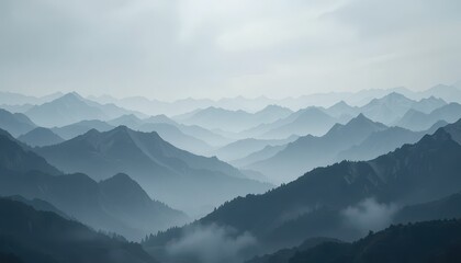 Serene Misty Mountain Landscape Background for Presentations, Strategy, Leadership