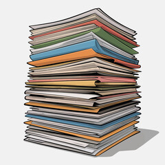 Large Stack of Papers and Folders Illustration