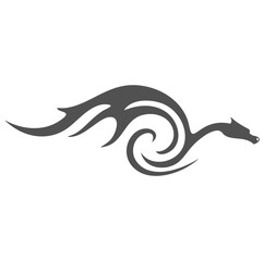 Abstract tribal dragon design swirling flames