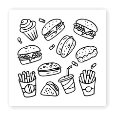 Cute Food and Drink Doodle Elements