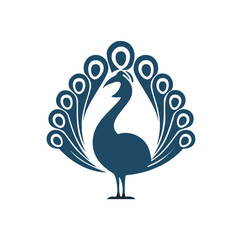Elegant peacock silhouette bird design logo icon