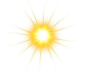 Bright sunburst with rays isolated on transparent background in png format summer heat design element