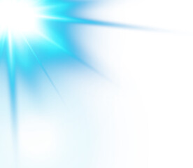 Obraz premium Bright sunlight and sun rays illustration on blue sky isolated on transparent background png file