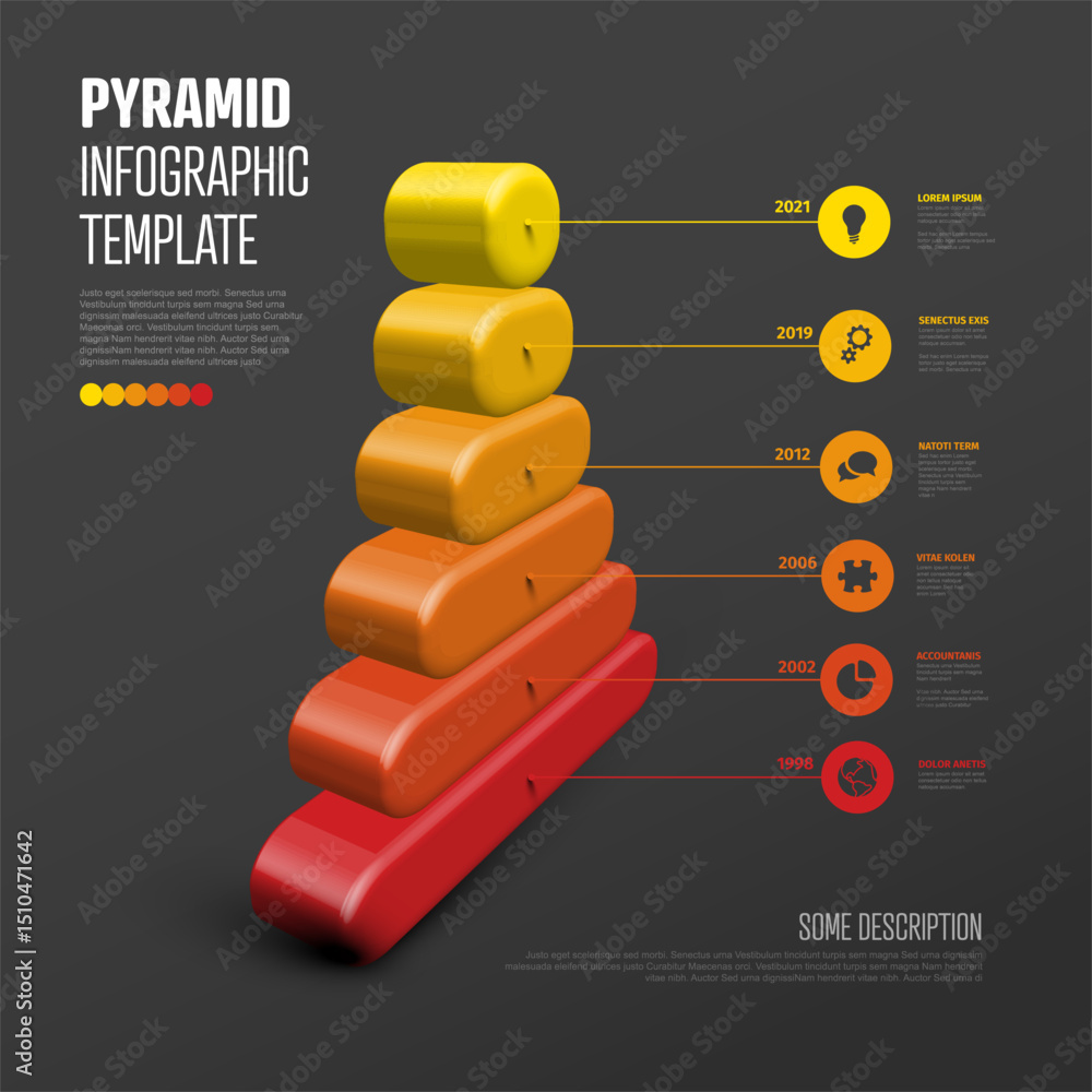Poster use this modern 3d pyramid infographic template for presenting data in a timeline design. this sleek