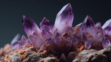 Pure amethyst crystals grow from a center, creating a cluster of gemstones. The geode has been sliced open to reveal the interior structure and growth pattern of the crystals.