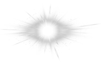 Fototapeta premium Bright white light explosion glitter isolated on transparent background png for design overlays and special effects