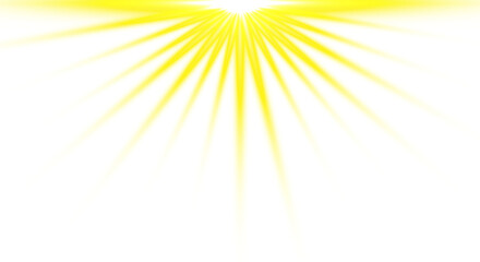 Bright yellow background with white light rays isolated on transparent background png for graphic design
